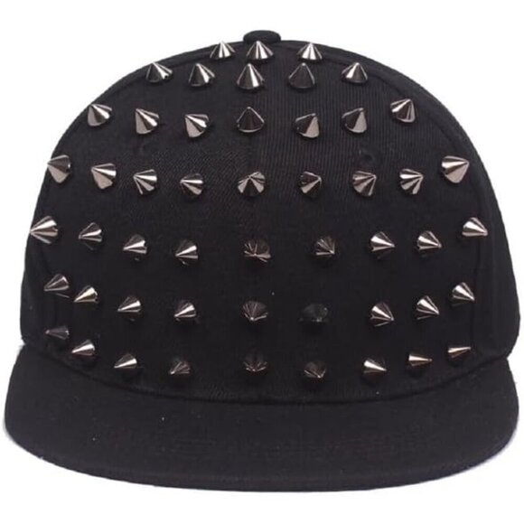 Unisex Black Baseball Cap Rock Cool Hip Hop Studded Rivet Snapback Flat Hat main image 6